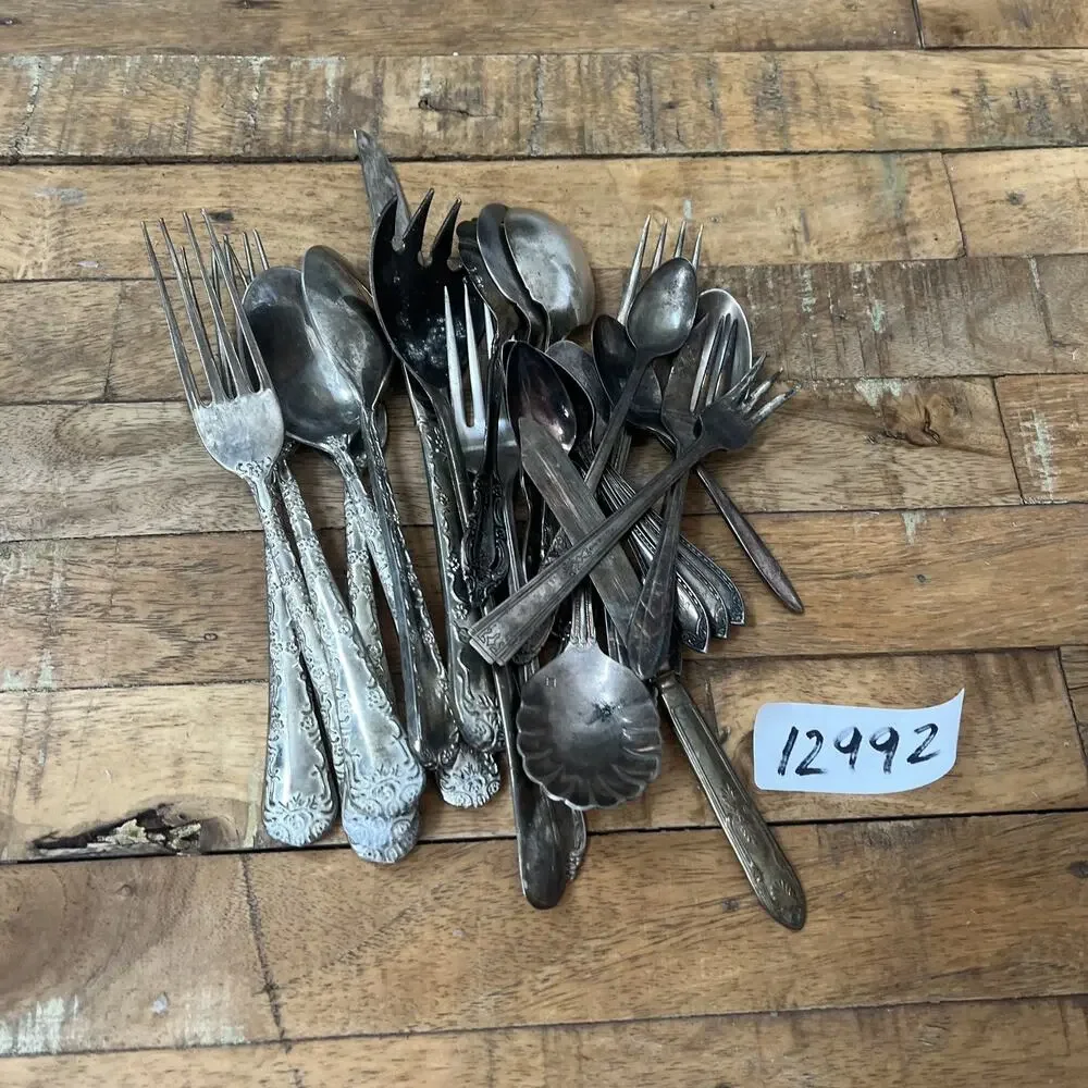 Vintage Silverplate Flatware Lot 25 Pieces Mixed Patterns